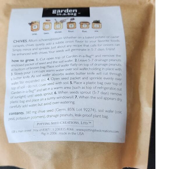 Garden in a bag "Chives " Gardening kit for easy windowsill growing - Picture 3 of 3